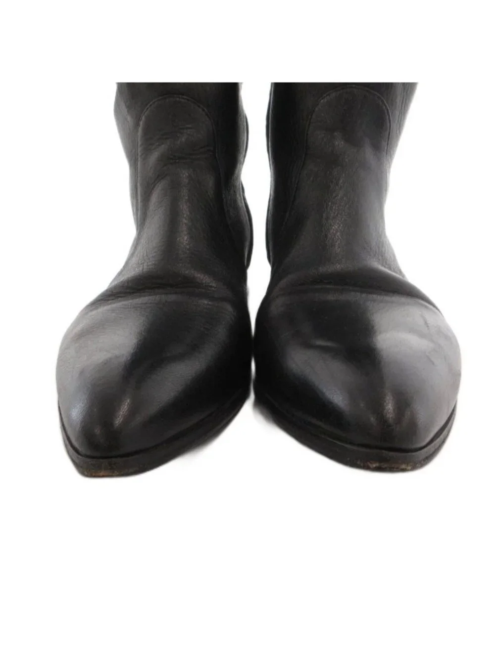 Prada Leather Long Boots Shoes Pointed Toe Black
